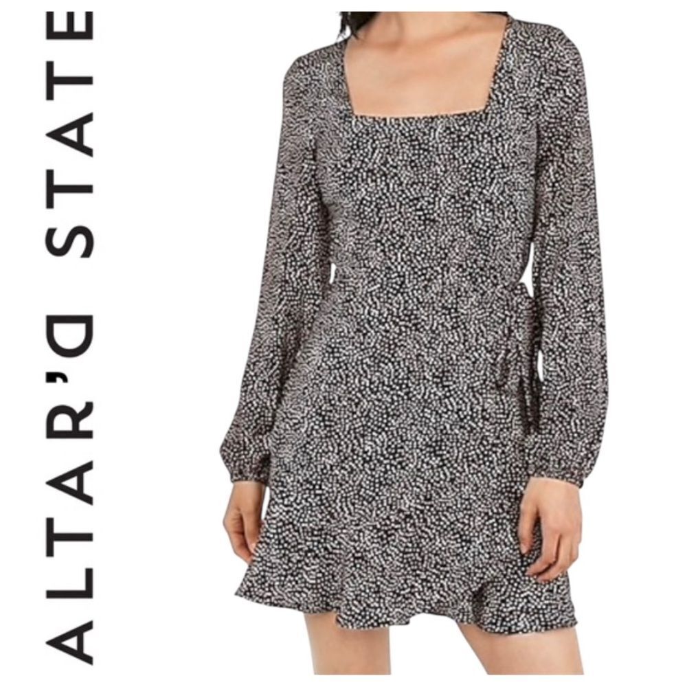 Altar'd State Black and White Print Mini Dress Size Large